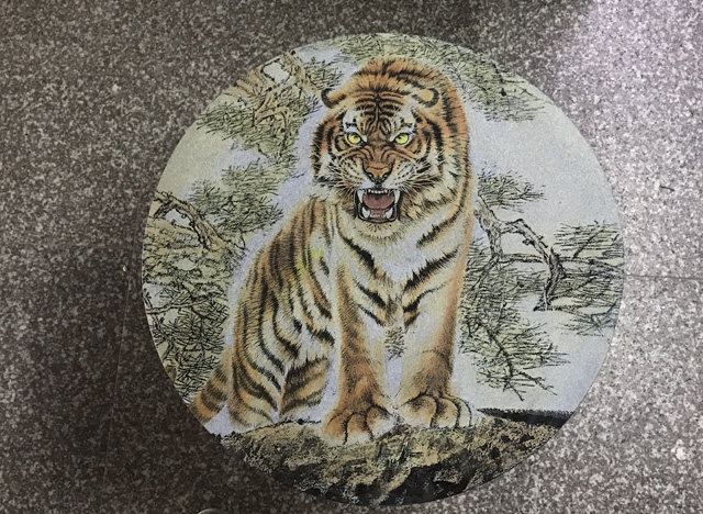 虎のカラー影彫